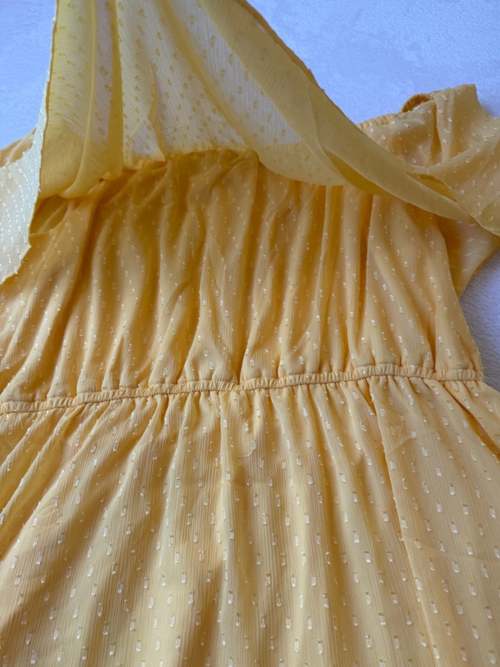 Justfab Yellow Swiss Dot Off Shoulder Mini Dress Boho Flutter Sleeve Women’s XXL - Picture 12 of 12